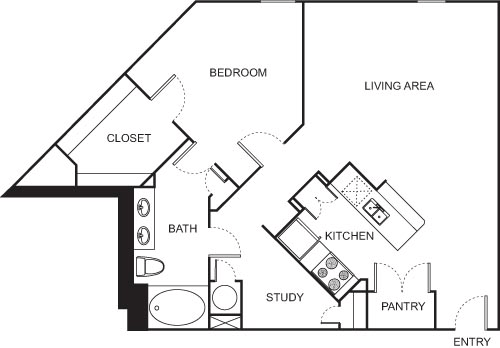 One Bedroom-2120 Floorplan Image